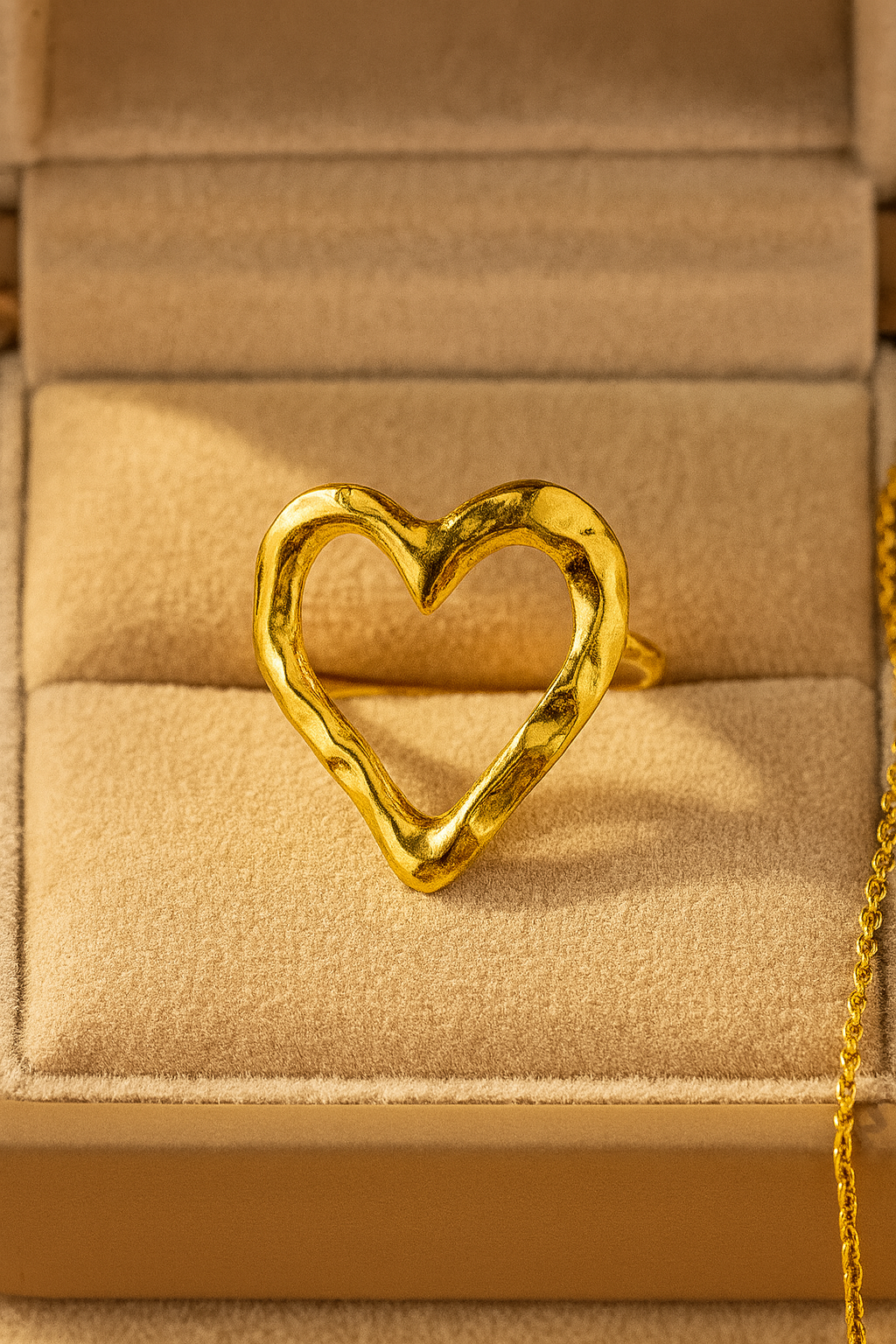 Molten Heart 18K Gold Plated Adjustable Ring