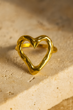 Molten Heart 18K Gold Plated Adjustable Ring