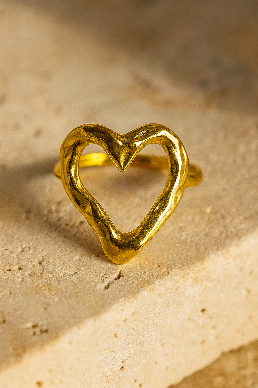 Molten Heart 18K Gold Plated Adjustable Ring