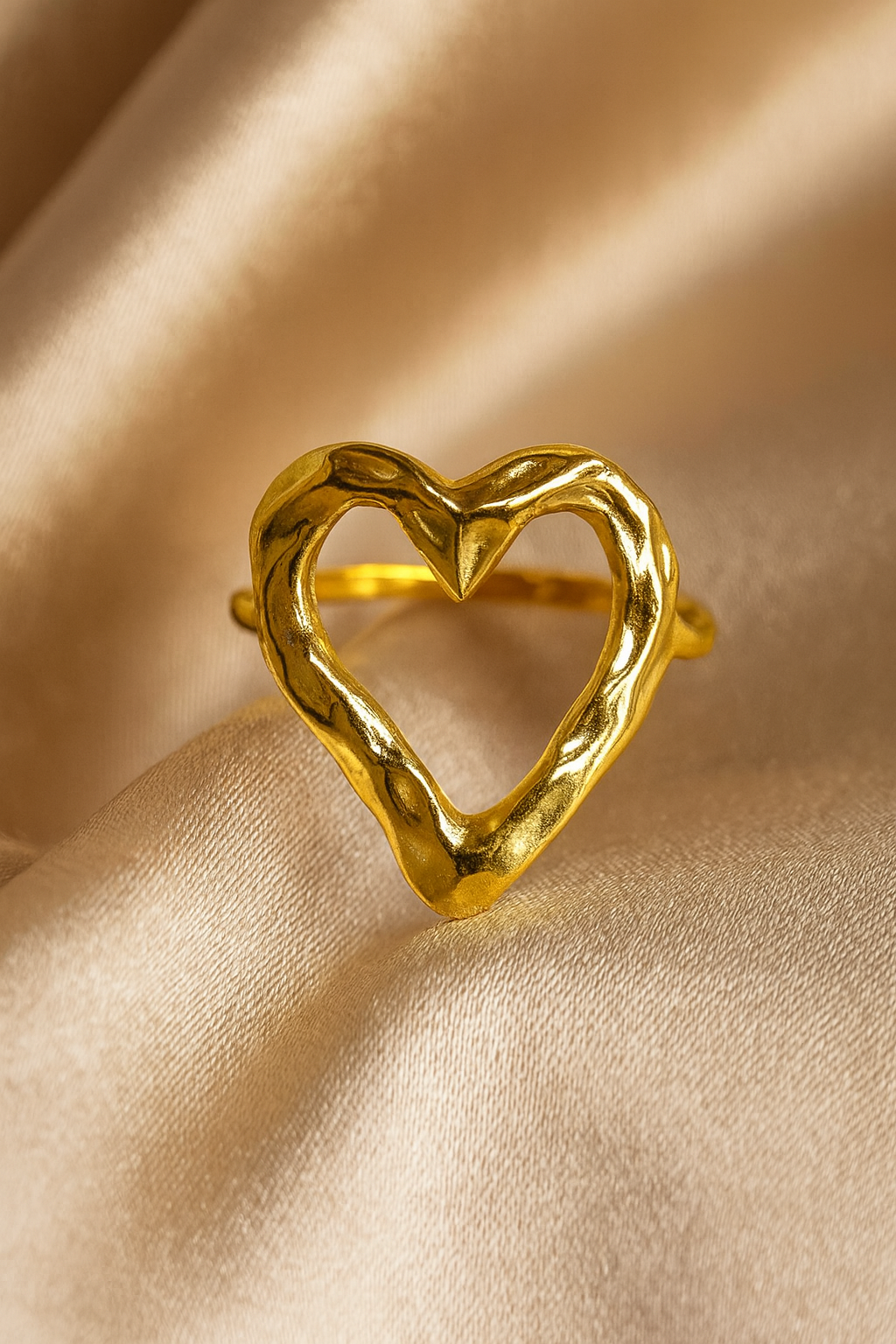 Molten Heart 18K Gold Plated Adjustable Ring