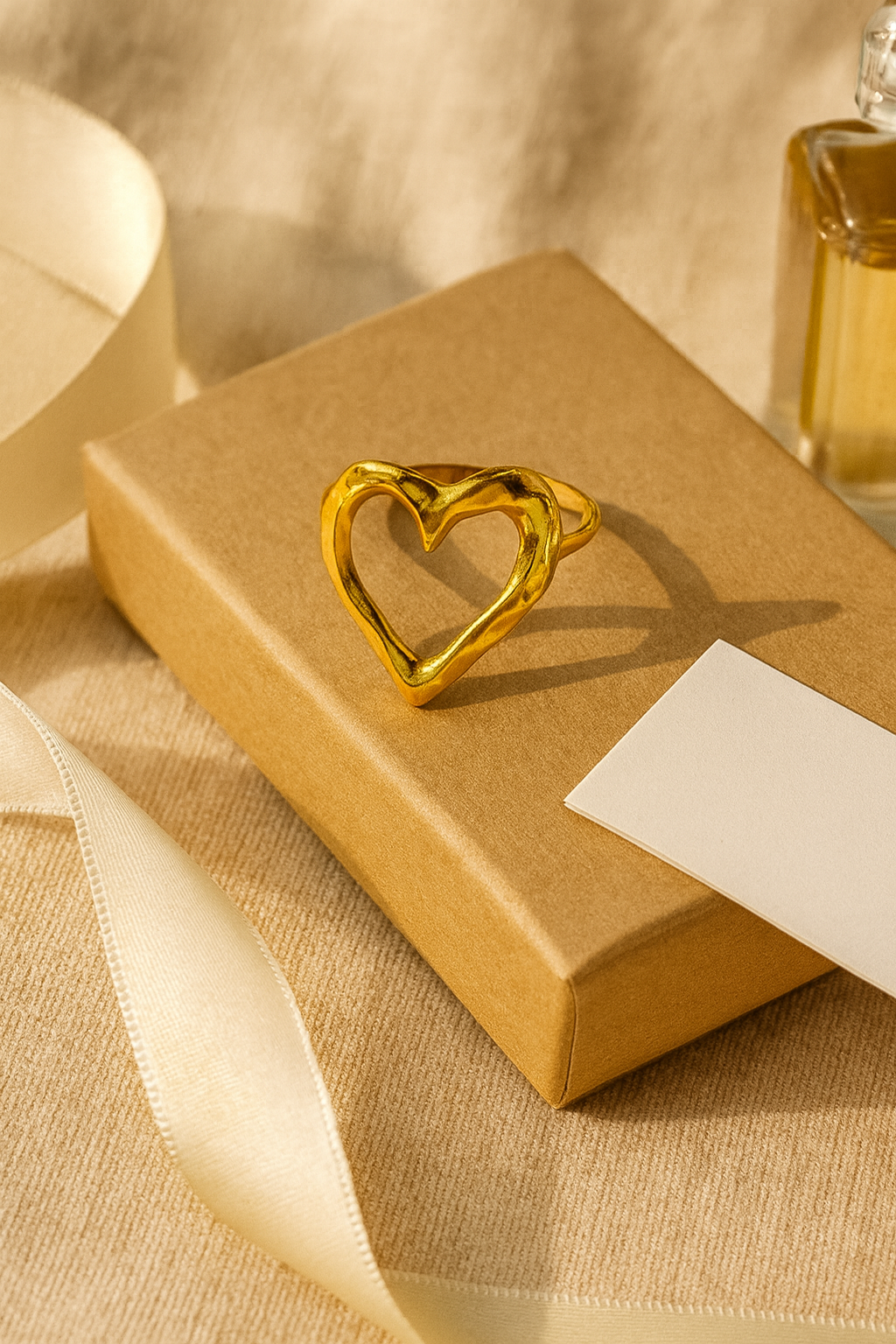 Molten Heart 18K Gold Plated Adjustable Ring