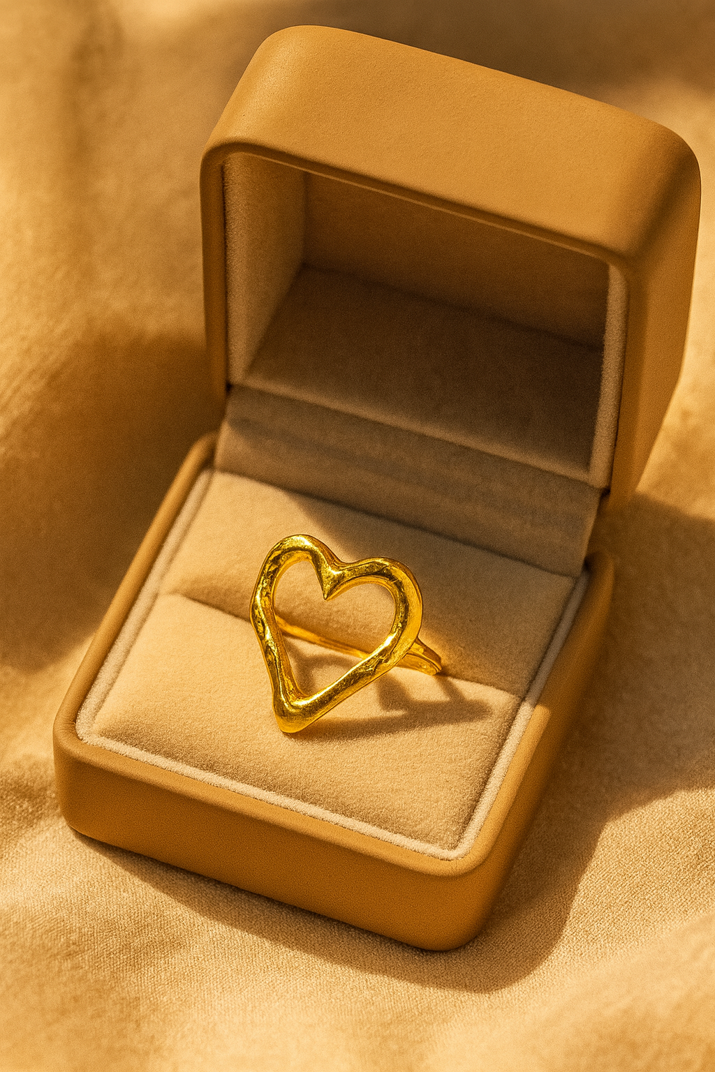 Molten Heart 18K Gold Plated Adjustable Ring