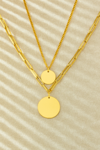 Lustre Medallion Layered 18K Gold Plated Necklace Set – 304 Stainless Steel, Waterproof, Anti-Tarnish Layered Jewelry