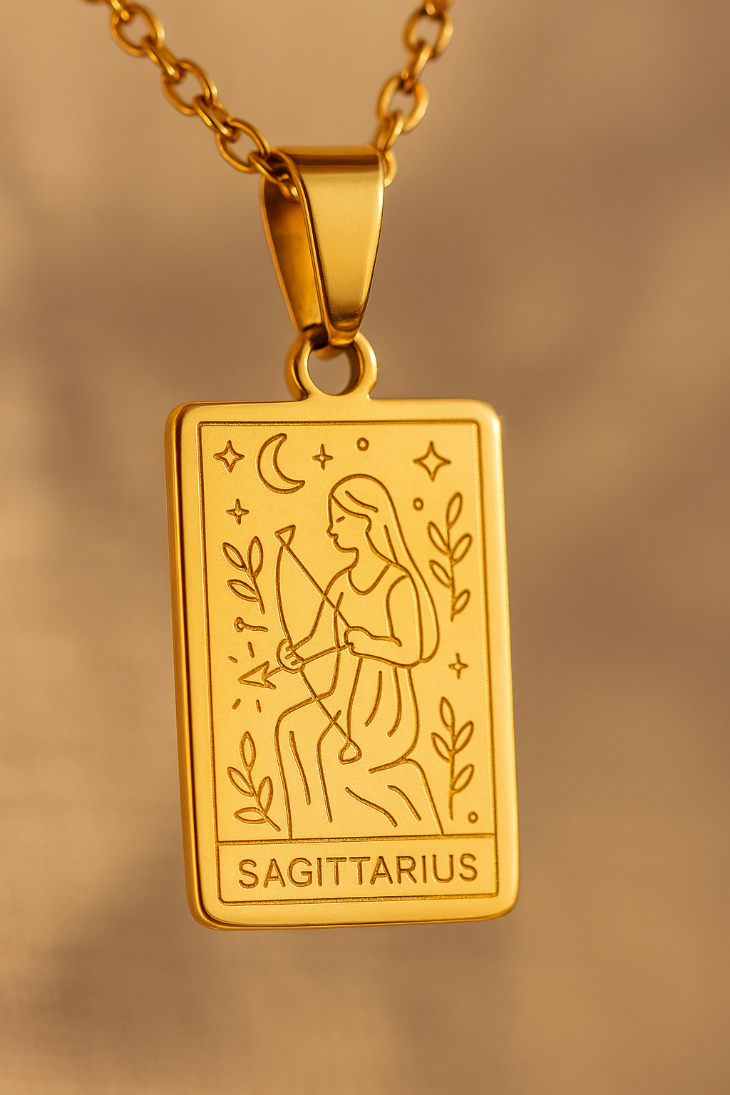Zodiac Celestia Slabs 18K Gold Plated Pendant – Durable Titanium Steel Astrological Necklace