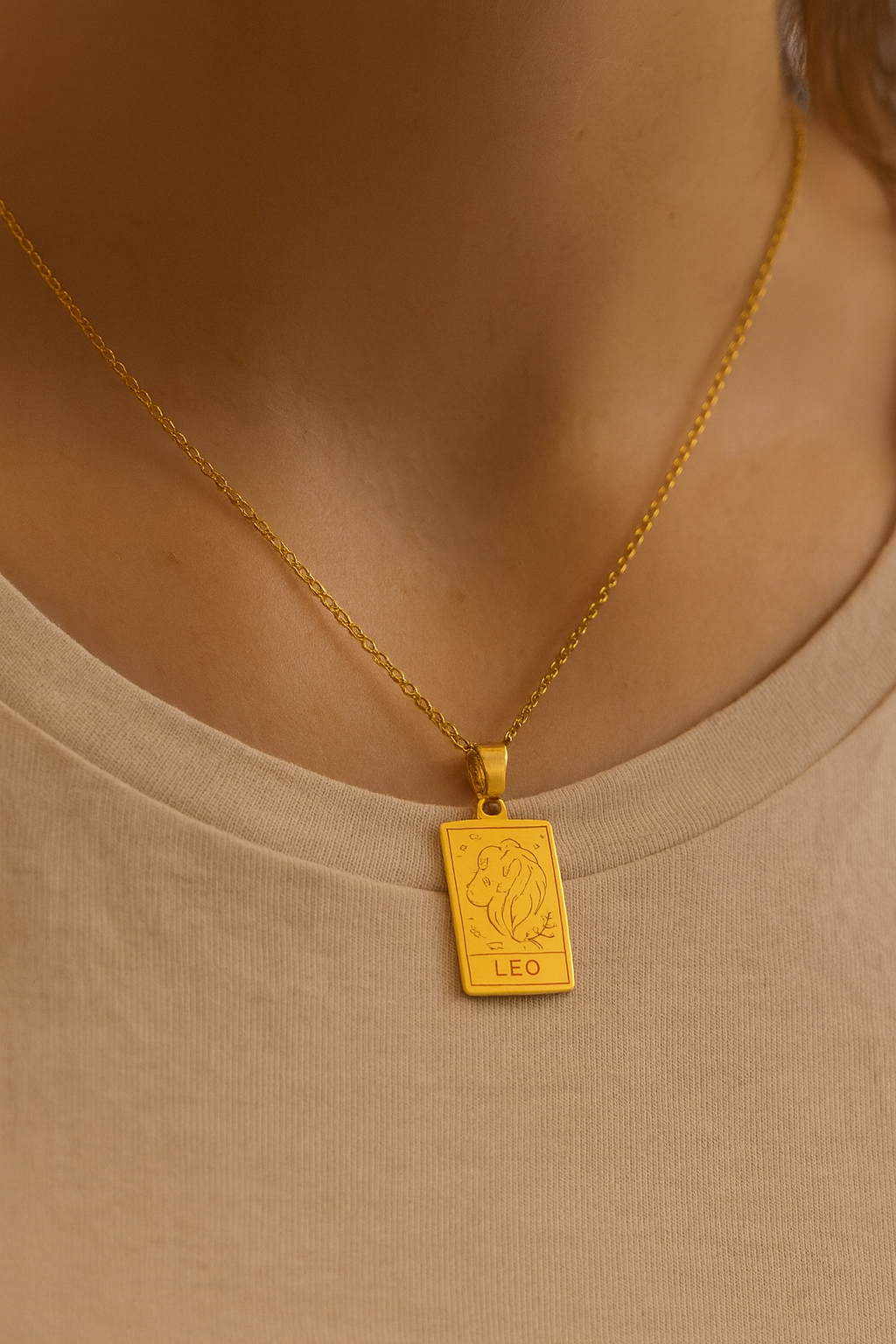 Zodiac Celestia Slabs 18K Gold Plated Pendant – Durable Titanium Steel Astrological Necklace