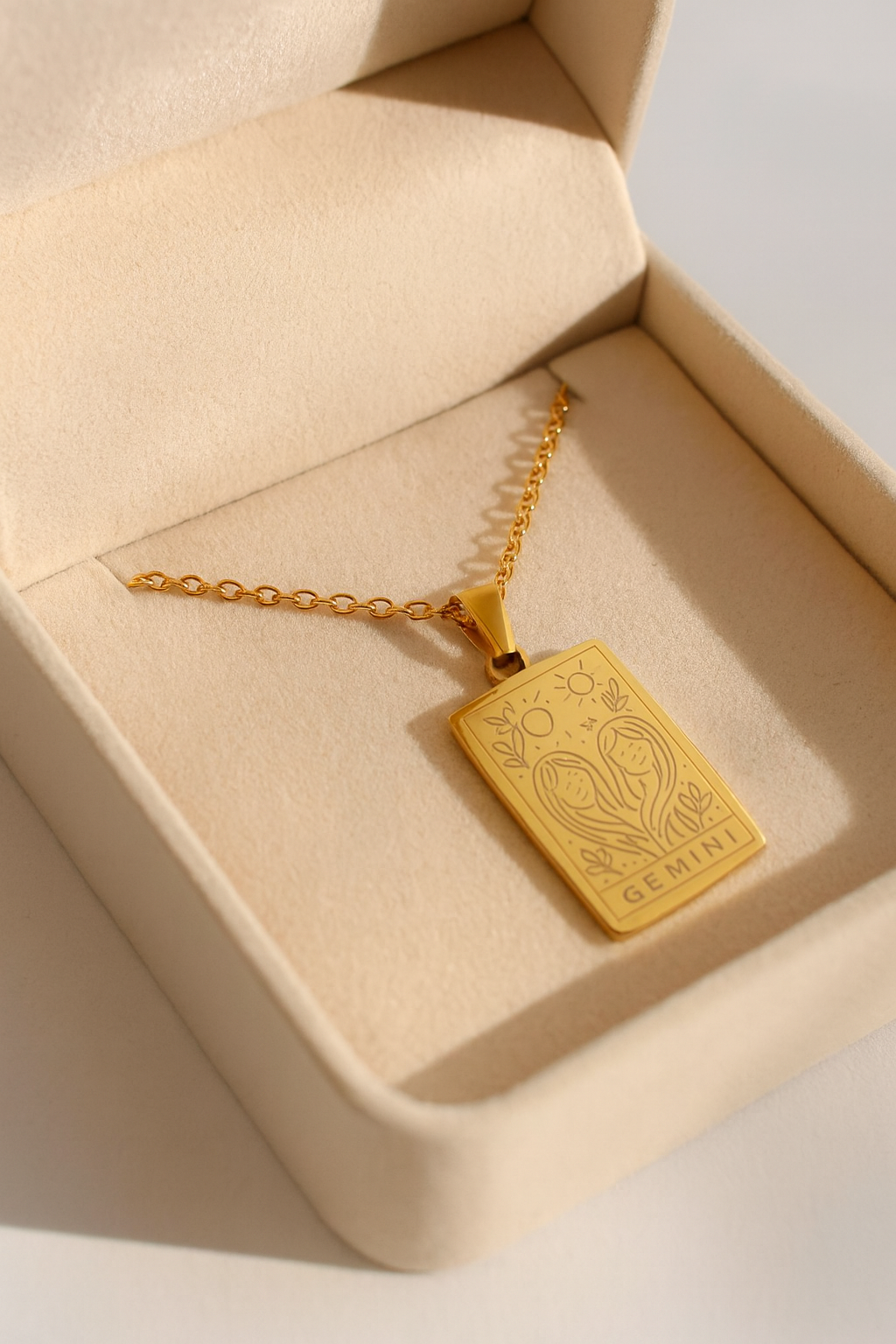Zodiac Celestia Slabs 18K Gold Plated Pendant – Durable Titanium Steel Astrological Necklace