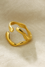 Auric Wreath 18K Gold Plated Adjustable Ring – Gold 304 Stainless Steel Wreath Style Band, Waterproof, Non-Tarnish Metal Jewelry
