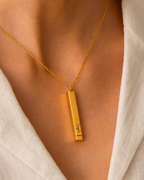Personalized Monarque Slide Bar 18K Gold Plated Necklace – Elegant 304 Stainless Steel Gold Pendant Jewelry