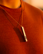 Personalized Monarque Slide Bar 18K Gold Plated Necklace – Elegant 304 Stainless Steel Gold Pendant Jewelry